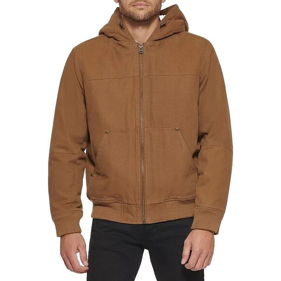 Levi's Other - Levi's Washed Cotton Canvas Sherpa‎ Utility Hooded Bomber Brown Jacket XXL NEW